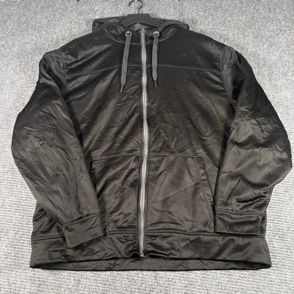 Faded Glory Hoodie Jacket Mens XL Black Excellent Sherpa Lined Full Zip Hooded